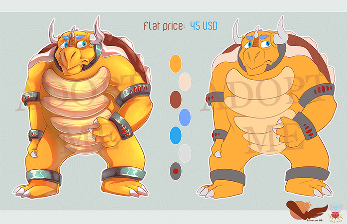 Koopa adopt made with my friend Withelias. They're hairless with blue eyebrows. Flat price: 35 USD