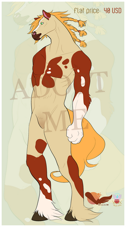 Bulky horse with pinto brown coat and gold mane / tail. Flat price: 40 USD.