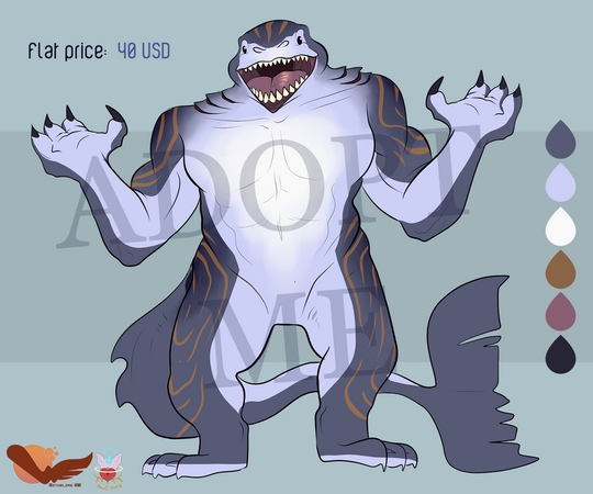 Big muscular blue shard with brown stripe. Flat price: 40 USD.